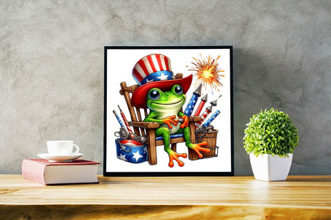 Cute Frog with Flag American Sublimation Clipart Sublimation SVGArt 