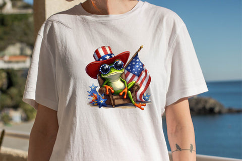 Cute Frog with Flag American Sublimation Clipart Sublimation SVGArt 
