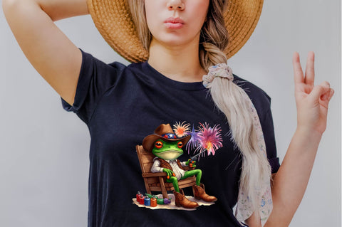 Cute Frog with Flag American Sublimation Clipart Sublimation SVGArt 