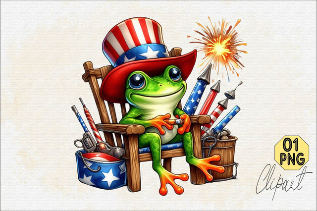 Cute Frog with Flag American Sublimation Clipart Sublimation SVGArt 