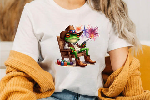 Cute Frog with Flag American Sublimation Clipart Sublimation SVGArt 