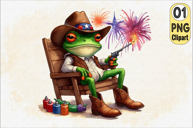 Cute Frog with Flag American Sublimation Clipart Sublimation SVGArt 