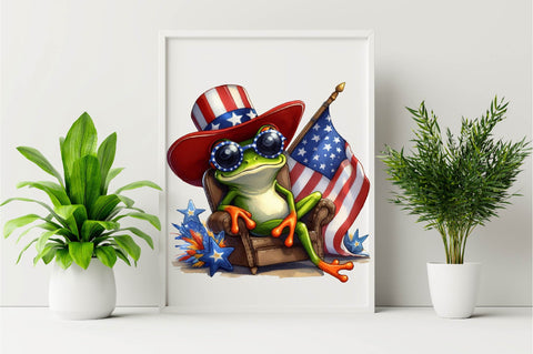 Cute Frog with Flag American Sublimation Clipart Sublimation SVGArt 
