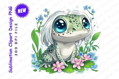 Cute Frog With Wig Clipart Png Sublimation Regulrcrative 