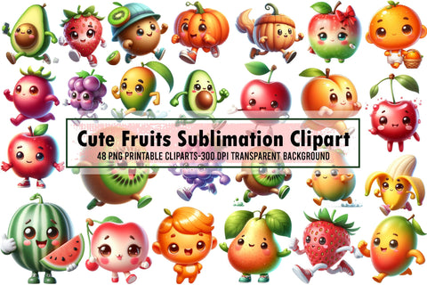 Cute Fruits Sublimation Clipart Sublimation designartist 