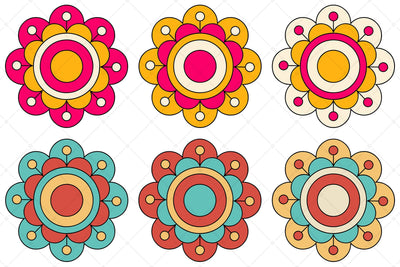 Cute Funky Flowers 6 Color Variations Sublimation Karma Genie Graphics 