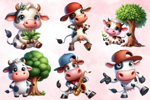 Cute Funny Cow Clipart PNG Sublimation SVGArt 