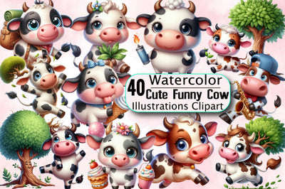 Cute Funny Cow Clipart PNG Sublimation SVGArt 