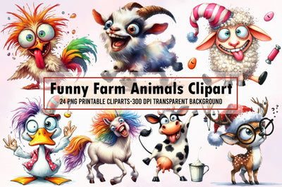 Cute Funny Farm Animals Clipart Farm PNG Sublimation designartist 