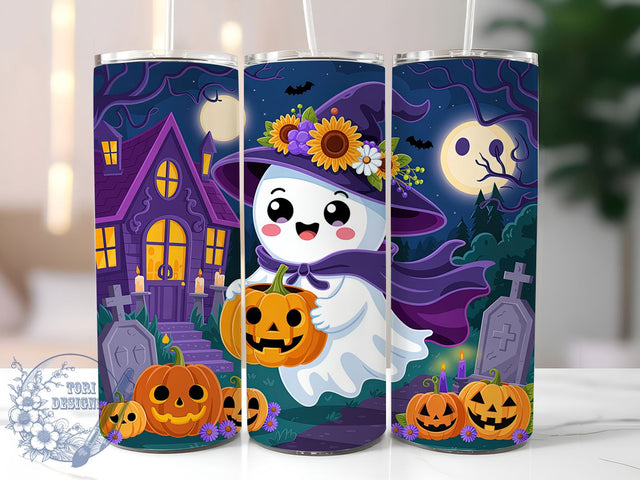 Cute Funny Ghost Halloween Tumbler Wrap, Spooky Funny Wrap, Fall Ghost Cup, Pumpkin Halloween Design, 20Oz Sublimation Wrap, Cute Ghost Drinkware, Funny Halloween Tumbler Sublimation ToriDesigns 