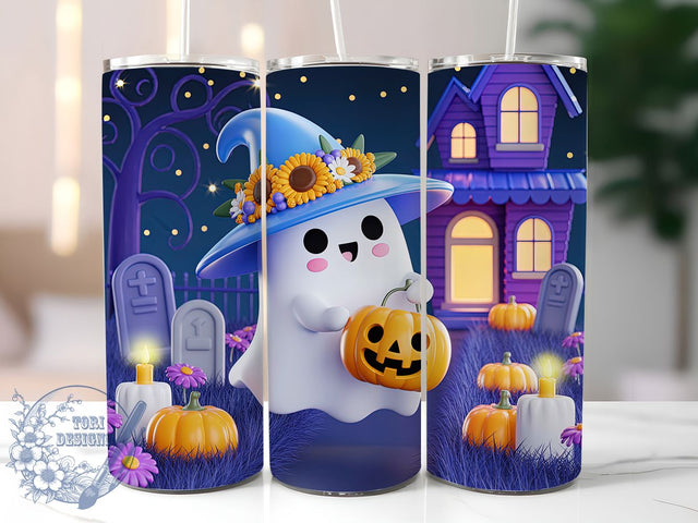 Cute Funny Ghost Halloween Tumbler Wrap, Spooky Funny Wrap, Fall Ghost Cup, Pumpkin Halloween Design, 20Oz Sublimation Wrap, Cute Ghost Drinkware, Funny Halloween Tumbler Sublimation ToriDesigns 