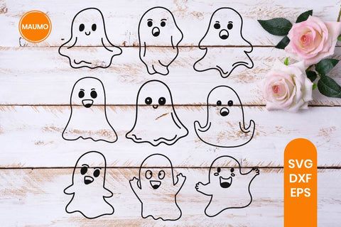 Cute Funny Ghosts Clipart Svg SVG Maumo Designs 