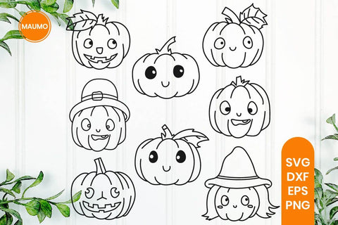 Cute Funny Halloween Pumpkins Clipart SVG Maumo Designs 