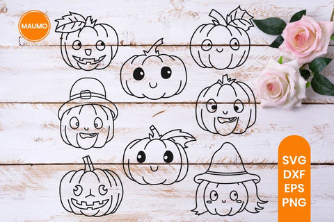 Cute Funny Halloween Pumpkins Clipart SVG Maumo Designs 