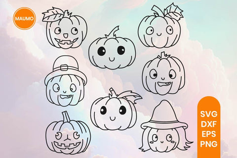 Cute Funny Halloween Pumpkins Clipart SVG Maumo Designs 