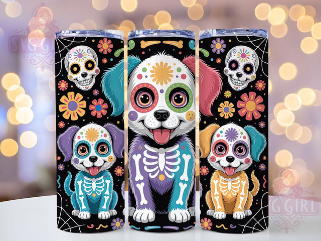 Cute Funny Skeleton Dog Halloween Tumbler, Skeleton Dog Wrap, Halloween Dog Design, 20Oz Skinny Tumbler, Dog Skeleton Sublimation, Cute Halloween Drinkware, Humorous Dog Tumbler Sublimation SvggirlplusArt 