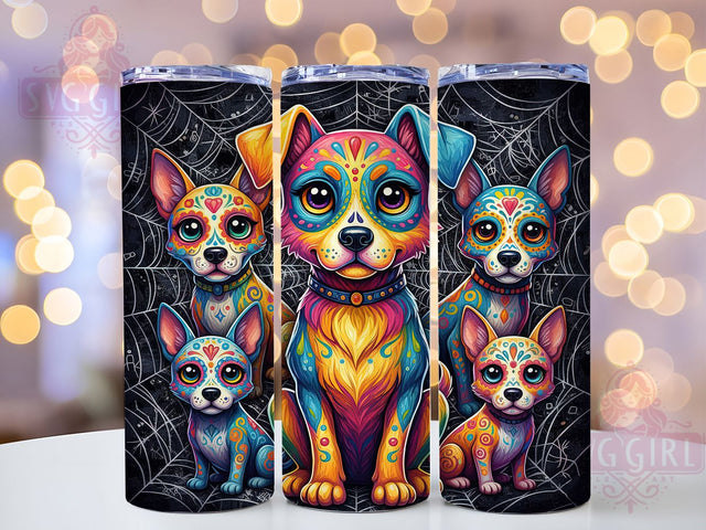 Cute Funny Skeleton Dog Halloween Tumbler, Skeleton Dog Wrap, Halloween Dog Design, 20Oz Skinny Tumbler, Dog Skeleton Sublimation, Cute Halloween Drinkware, Humorous Dog Tumbler Sublimation SvggirlplusArt 
