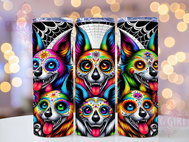 Cute Funny Skeleton Dog Halloween Tumbler, Skeleton Dog Wrap, Halloween Dog Design, 20Oz Skinny Tumbler, Dog Skeleton Sublimation, Cute Halloween Drinkware, Humorous Dog Tumbler Sublimation SvggirlplusArt 