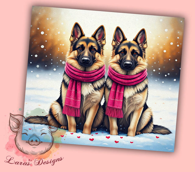 Cute German Shepherd Valentine's 20oz Tumbler, Valentine's Day Gift, 20oz Tumbler Wrap, Sublimation Design, Dog Lover Gift, Cute Dog Art, Canine Decor Sublimation Lara' s Designs 