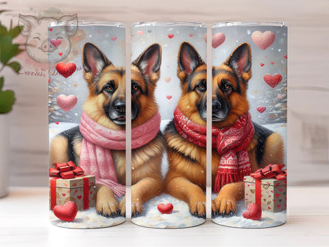 Cute German Shepherd Valentine's 20oz Tumbler, Valentine's Day Gift, 20oz Tumbler Wrap, Sublimation Design, Dog Lover Gift, Cute Dog Art, Canine Decor Sublimation Lara' s Designs 