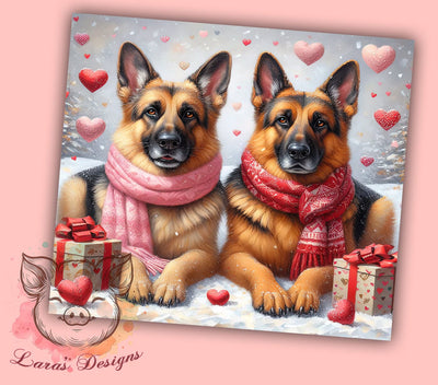 Cute German Shepherd Valentine's 20oz Tumbler, Valentine's Day Gift, 20oz Tumbler Wrap, Sublimation Design, Dog Lover Gift, Cute Dog Art, Canine Decor Sublimation Lara' s Designs 