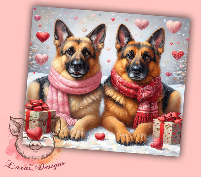 Cute German Shepherd Valentine's 20oz Tumbler, Valentine's Day Gift, 20oz Tumbler Wrap, Sublimation Design, Dog Lover Gift, Cute Dog Art, Canine Decor Sublimation Lara' s Designs 