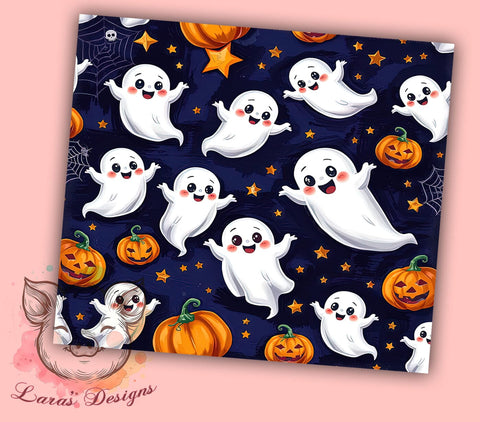 Cute Ghost 20 oz Skinny Tumbler Sublimation Design, Straight & Tapered Tumbler Png, Spooky Season Tumbler Png, Digital Download PNG Sublimation Lara' s Designs 