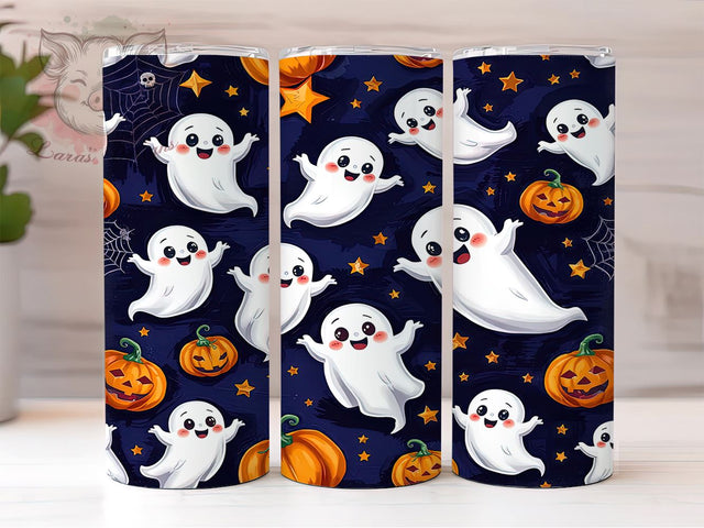 Cute Ghost 20 oz Skinny Tumbler Sublimation Design, Straight & Tapered Tumbler Png, Spooky Season Tumbler Png, Digital Download PNG Sublimation Lara' s Designs 