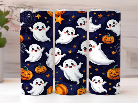 Cute Ghost 20 oz Skinny Tumbler Sublimation Design, Straight & Tapered Tumbler Png, Spooky Season Tumbler Png, Digital Download PNG Sublimation Lara' s Designs 