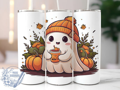 Cute ghost 20oz Skinny Tumbler PNG, Funny Ghost Tumbler Sublimation Wrap, Straight & Tapered Tumbler Wrap, Instant Digital Download Sublimation ToriDesigns 