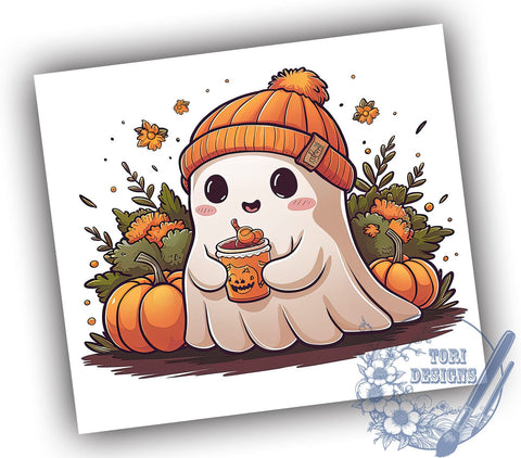 Cute ghost 20oz Skinny Tumbler PNG, Funny Ghost Tumbler Sublimation Wrap, Straight & Tapered Tumbler Wrap, Instant Digital Download Sublimation ToriDesigns 