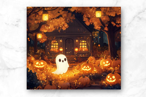 Cute Ghost 20oz Skinny Tumbler Wrap Sublimation Design. Sublimation CosmosFineArt 