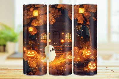 Cute Ghost 20oz Skinny Tumbler Wrap Sublimation Design. Sublimation CosmosFineArt 