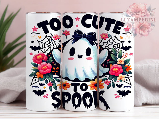 Cute Ghost 20oz Tumbler Wrap PNG, Too Cute To Spook Tumbler PNG Sublimation Design, Straight & Tapered Tumbler Wrap, Instant Digital Download Sublimation Li Zamperini 
