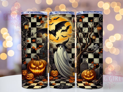 Cute Ghost 20oz Tumbler Wrap Sublimation Design, Straight Tapered Tumbler Wrap, Spooky Season Tumbler Png, Instant Digital Download Sublimation SvggirlplusArt 
