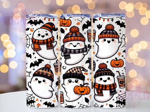 Cute Ghost 20oz Tumbler Wrap Sublimation Design, Straight Tapered Tumbler Wrap, Spooky Season Tumbler Png, Instant Digital Download Sublimation SvggirlplusArt 