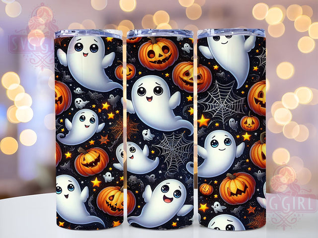 Cute Ghost 20oz Tumbler Wrap Sublimation Design, Straight Tapered Tumbler Wrap, Spooky Season Tumbler Png, Instant Digital Download Sublimation SvggirlplusArt 