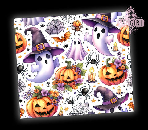 Cute Ghost 20oz Tumbler Wrap Sublimation Design, Straight Tapered Tumbler Wrap, Spooky Season Tumbler Png, Instant Digital Download Sublimation SvggirlplusArt 