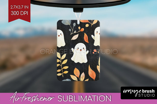 Cute Ghost Air Freshener PNG - Halloween Car Freshener Sublimation OrangeBrushStudio 