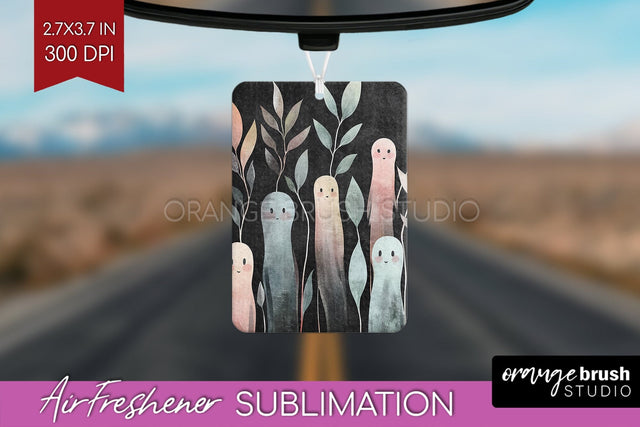 Cute Ghost Air Freshener PNG - Halloween Car Freshener Sublimation OrangeBrushStudio 