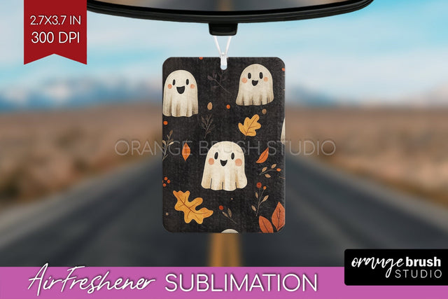 Cute Ghost Air Freshener PNG - Halloween Car Freshener Sublimation OrangeBrushStudio 