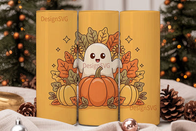 Cute Ghost Autumn 20oz Tumbler Wrap Sublimation DesignSVG 