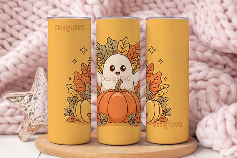 Cute Ghost Autumn 20oz Tumbler Wrap Sublimation DesignSVG 