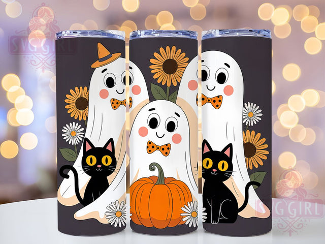 Cute Ghost Autumn Pumpkin Tumbler, Autumn Pumpkin Cup, Fall Spooky Wrap, 20Oz Sublimation Design, Cozy Halloween Drinkware, Rustic Fall Tumbler, Spooky Season Mug Sublimation SvggirlplusArt 