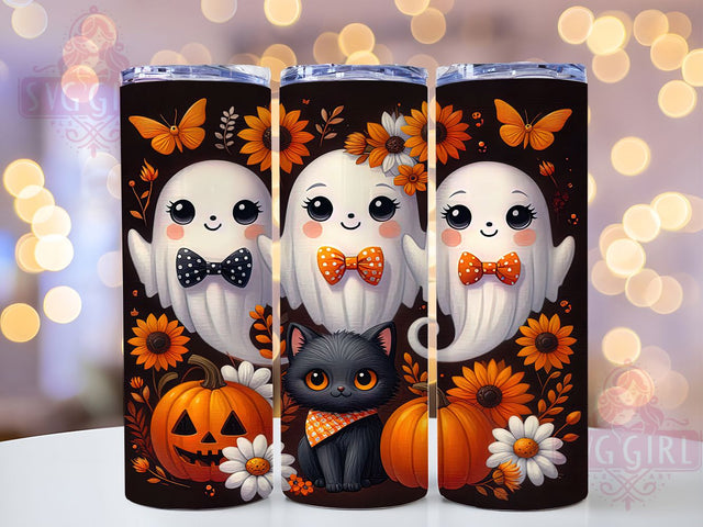 Cute Ghost Autumn Pumpkin Tumbler, Autumn Pumpkin Cup, Fall Spooky Wrap, 20Oz Sublimation Design, Cozy Halloween Drinkware, Rustic Fall Tumbler, Spooky Season Mug Sublimation SvggirlplusArt 