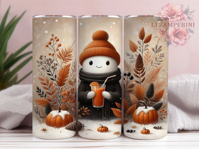Cute Ghost Autumn Vibes Halloween Tumbler, Autumn Vibes Wrap, Halloween PNG Design, 20oz Sublimation Wrap, Cozy Spooky Cup, Fall Season Tumbler, Pastel Halloween Art Sublimation Li Zamperini 