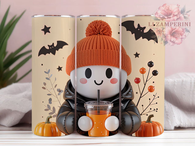 Cute Ghost Autumn Vibes Halloween Tumbler, Autumn Vibes Wrap, Halloween PNG Design, 20oz Sublimation Wrap, Cozy Spooky Cup, Fall Season Tumbler, Pastel Halloween Art Sublimation Li Zamperini 