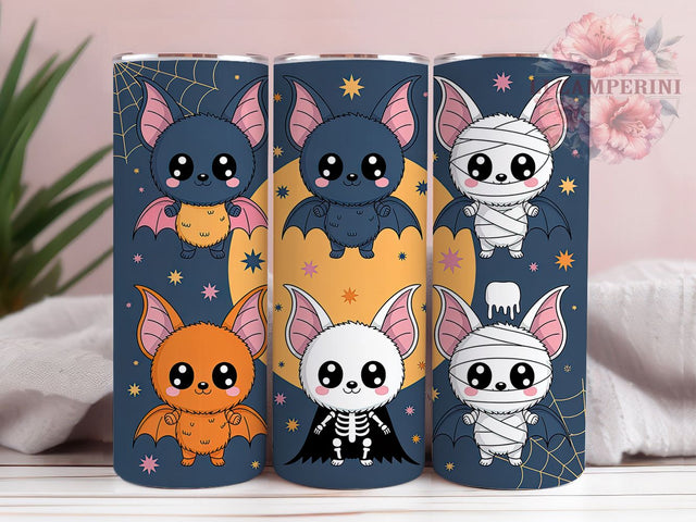 Cute Ghost Bats Spooky Season Tumbler, Halloween Bats Wrap, Spooky Season Design, 20Oz Tumbler Sublimation, Trick Or Treat Drinkware, Autumn Ghost Cup, Haunted Night Mug Sublimation Li Zamperini 