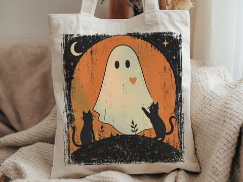 Cute Ghost & Black Cats Halloween PNG SVG DesignDestine 