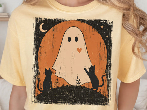 Cute Ghost & Black Cats Halloween PNG SVG DesignDestine 